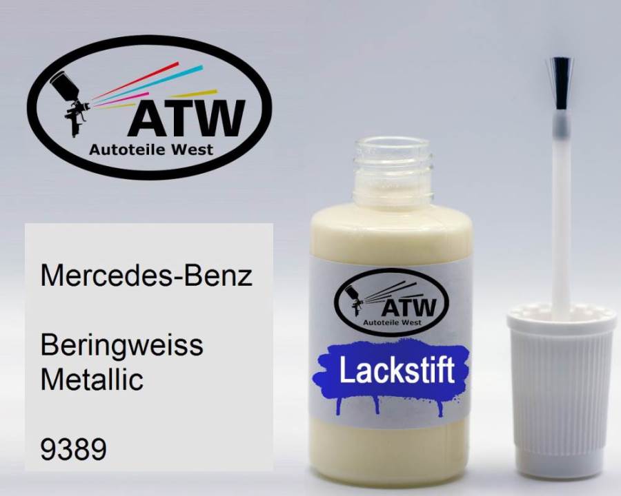 Mercedes-Benz, Beringweiss Metallic, 9389: 20ml Lackstift, von ATW Autoteile West.